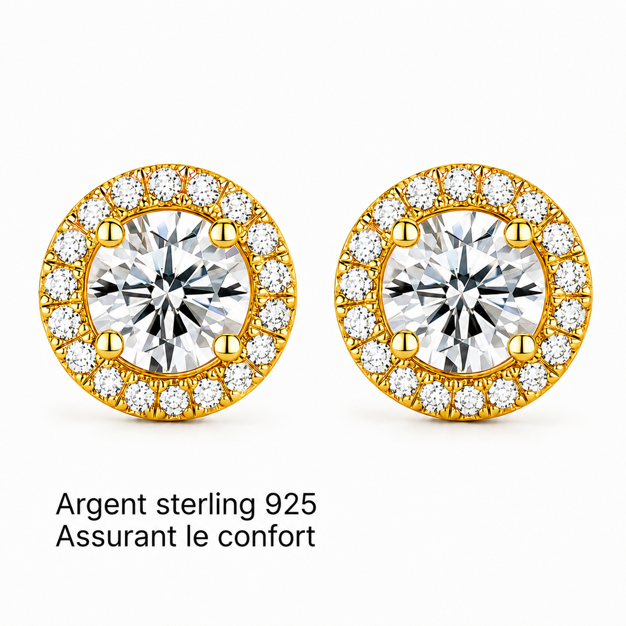 Boucles Halo Moissanite