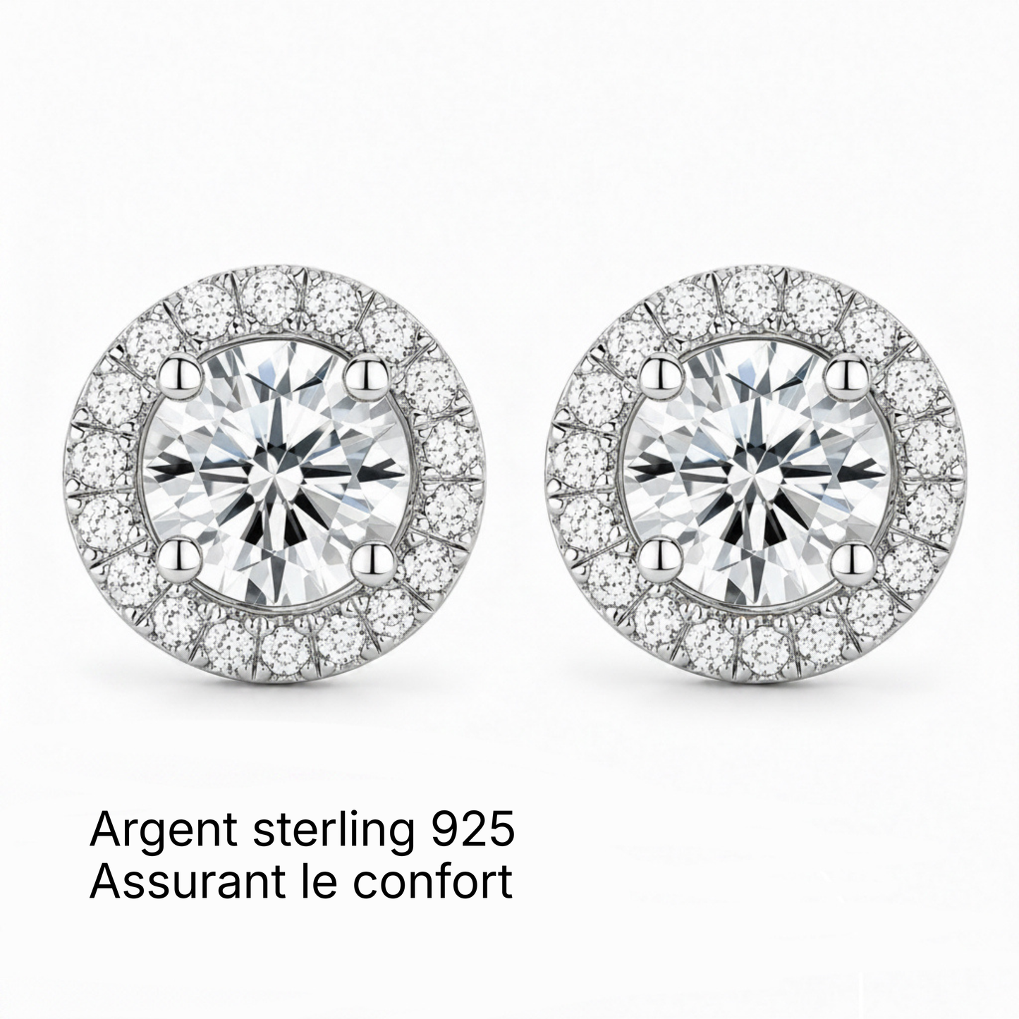 Boucles Halo Moissanite